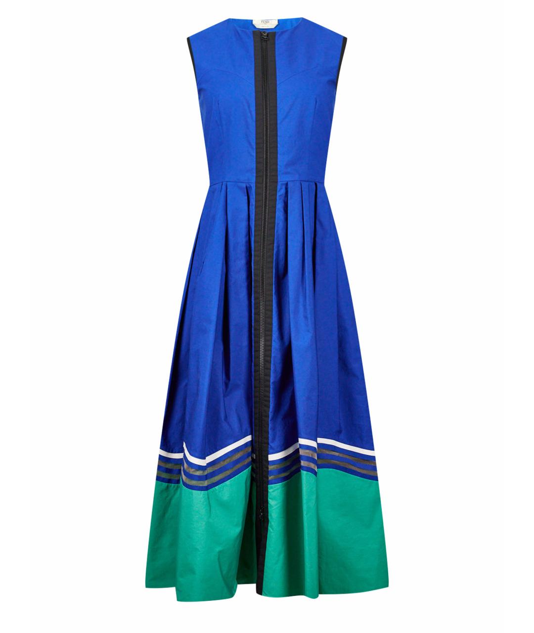 FENDI Синее хлопковое коктейльное платье, фото 1