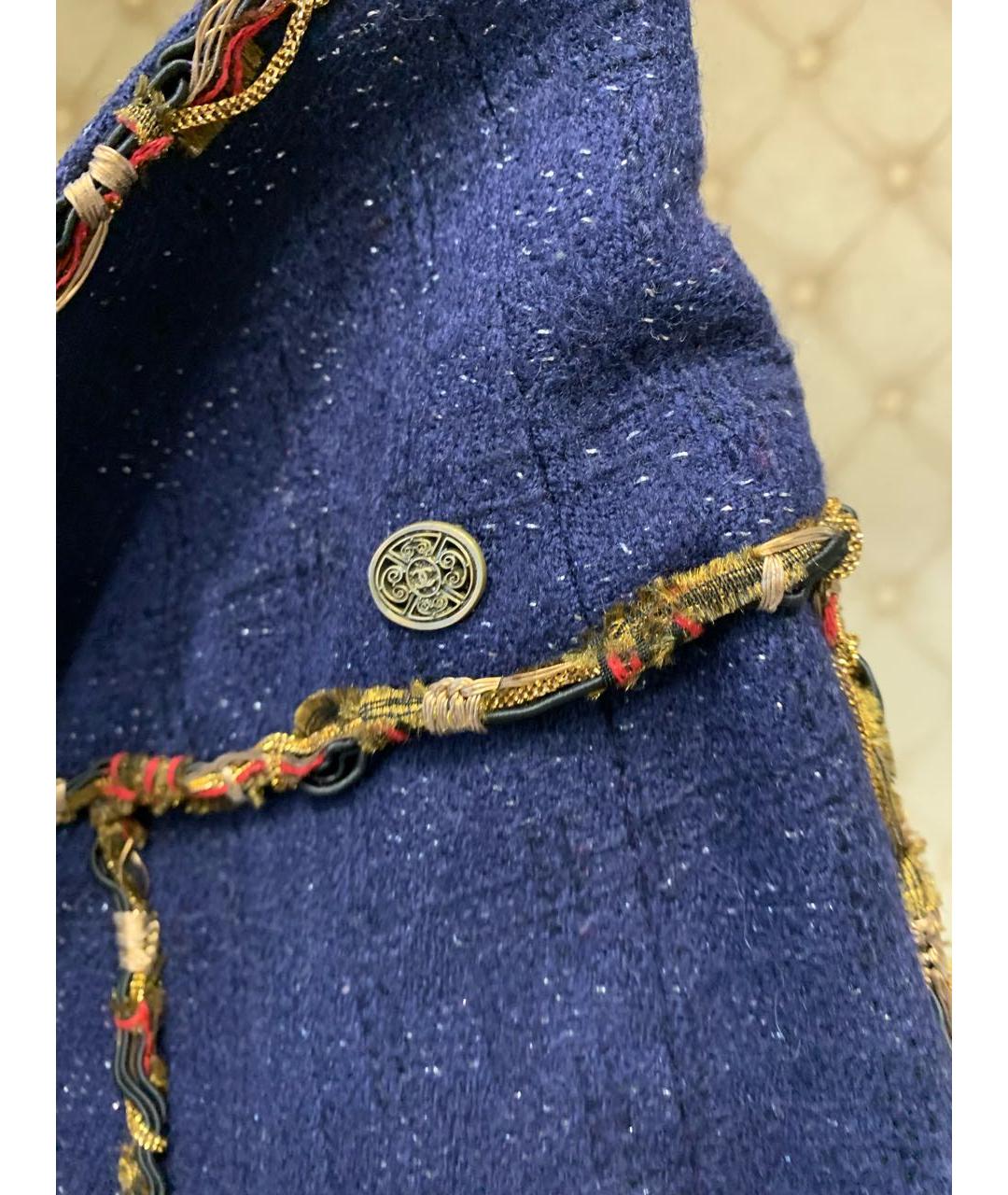 CHANEL PRE-OWNED Синяя твидовая юбка миди, фото 4