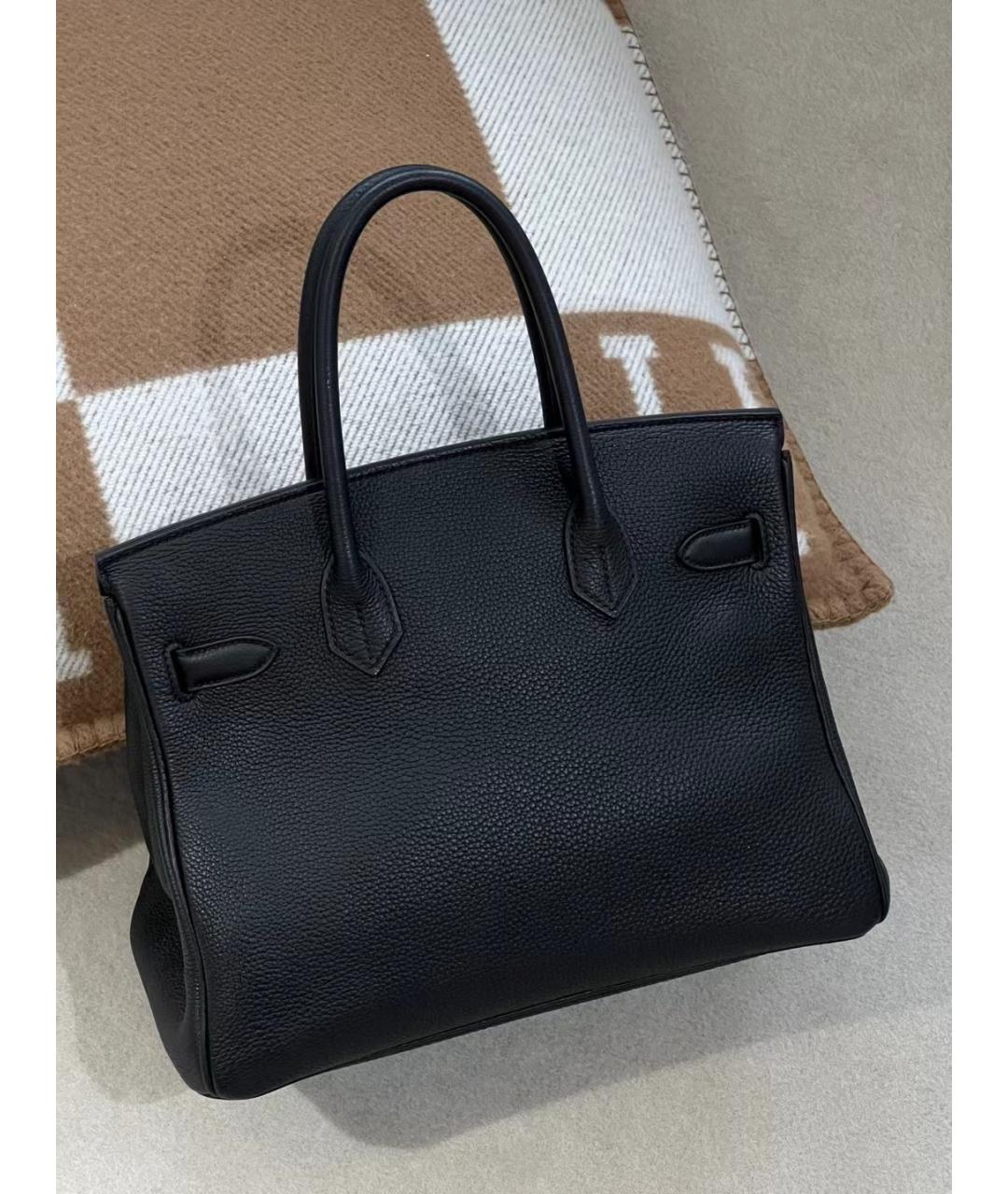 HERMES Черная кожаная сумка с короткими ручками, фото 2