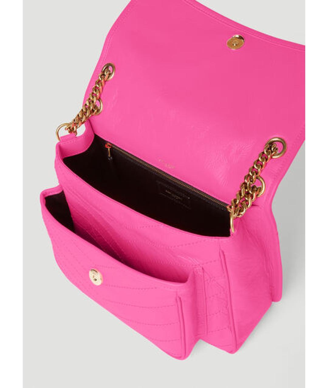 SAINT LAURENT Розовая кожаная сумка через плечо, фото 5