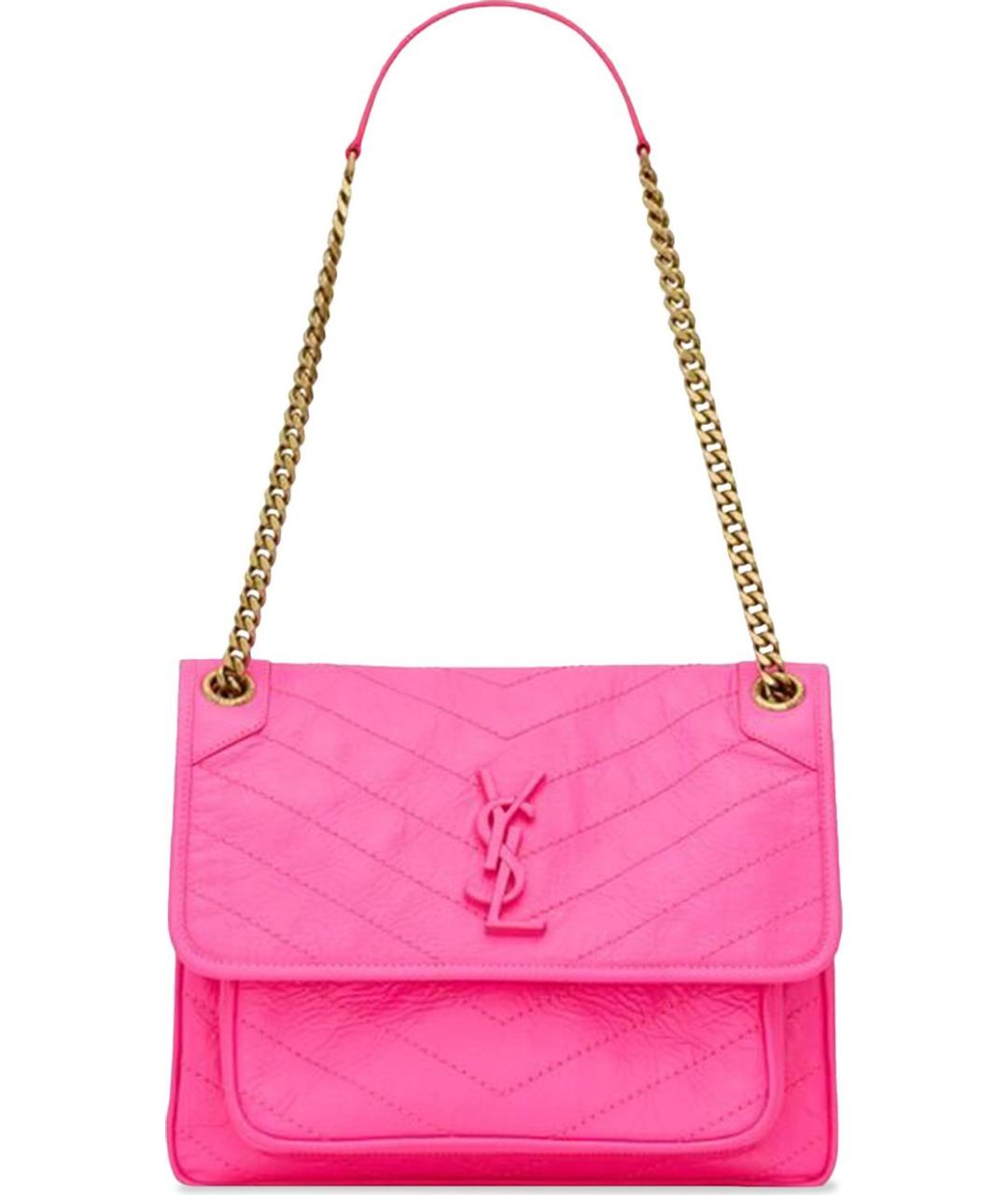 SAINT LAURENT Розовая кожаная сумка через плечо, фото 1