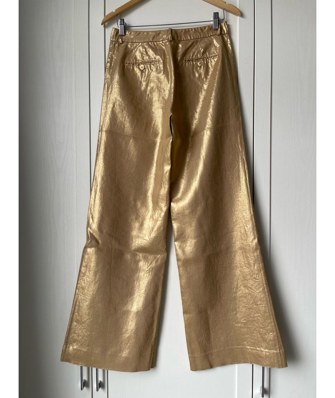 RALPH LAUREN Золотые льняные брюки широкие, фото 2