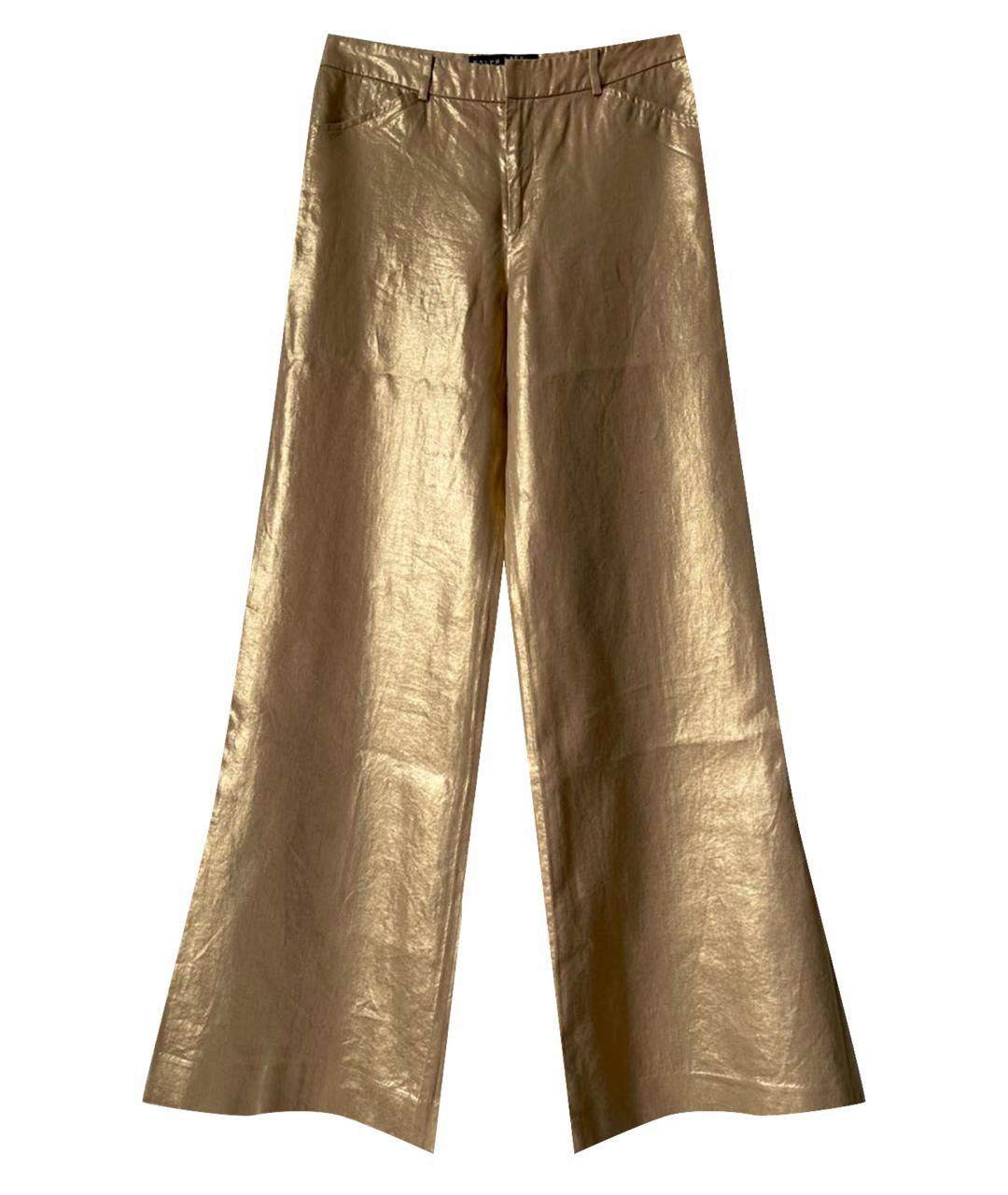 RALPH LAUREN Золотые льняные брюки широкие, фото 1