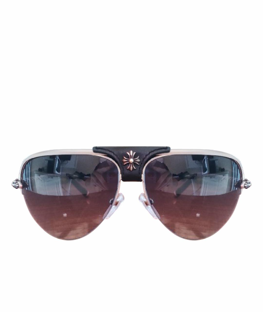 CHROME HEARTS Бежевые металлические солнцезащитные очки, фото 1