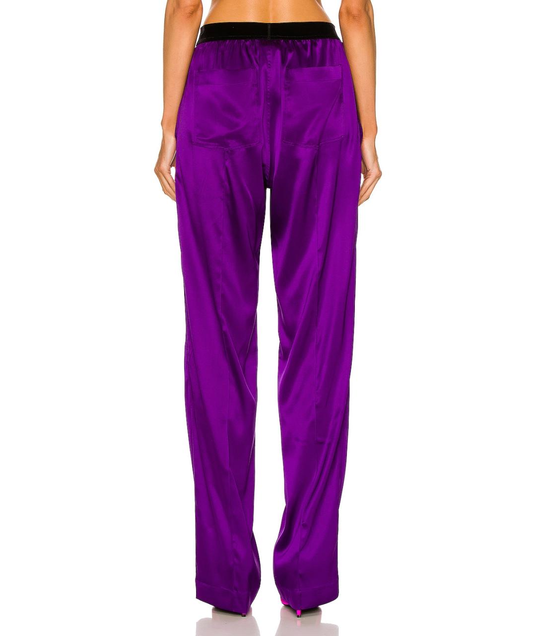 TOM FORD Фиолетовые шелковые прямые брюки, фото 4