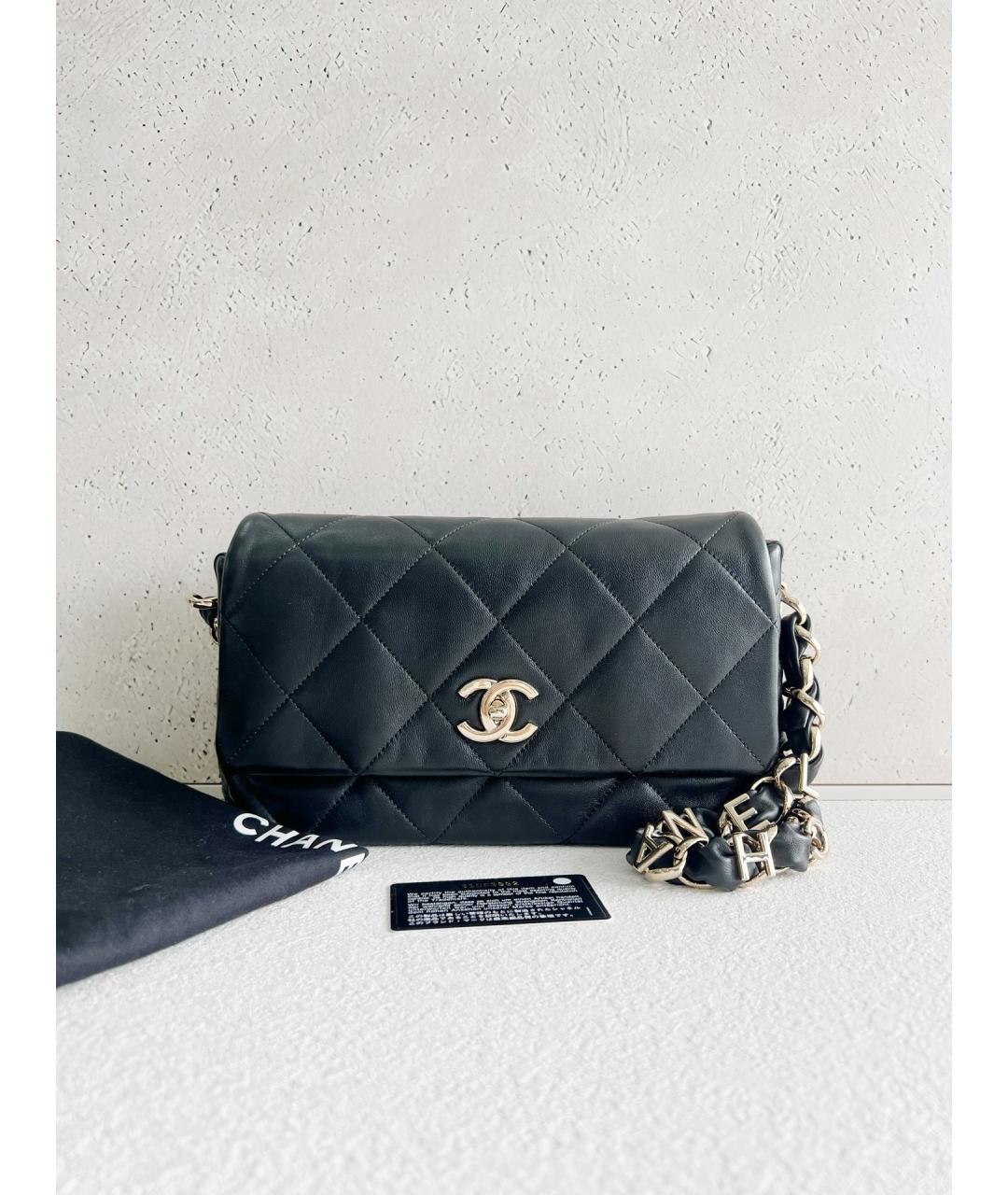 CHANEL PRE-OWNED Черная кожаная сумка через плечо, фото 7