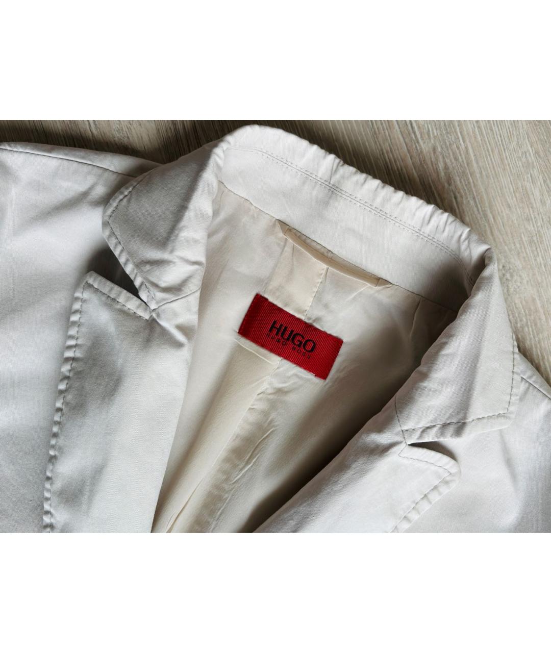 HUGO BOSS Белый хлопковый жакет/пиджак, фото 3