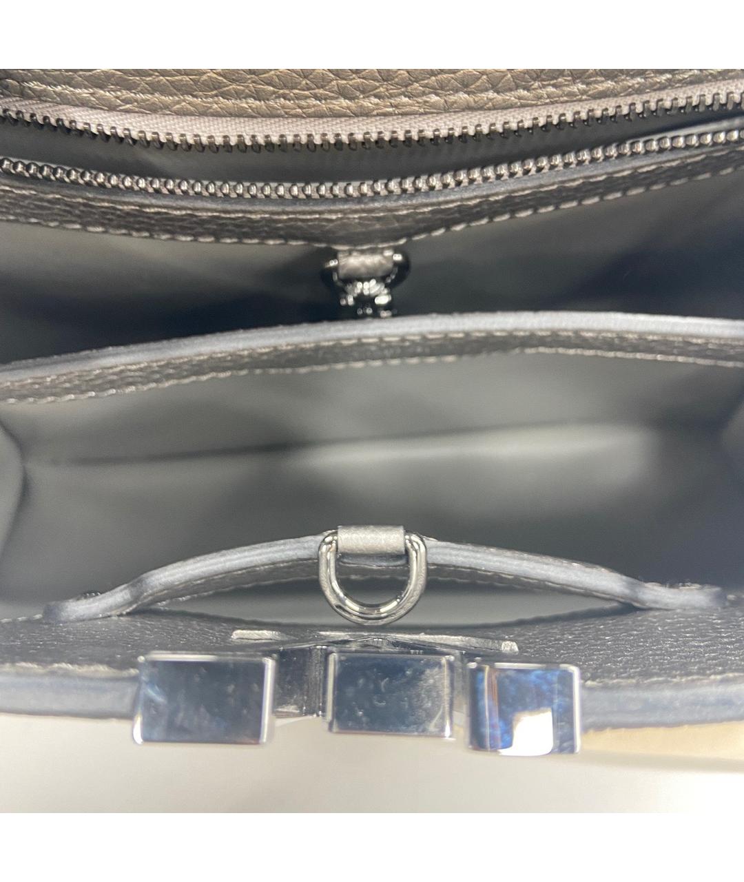 LOUIS VUITTON PRE-OWNED Серая кожаная сумка с короткими ручками, фото 9