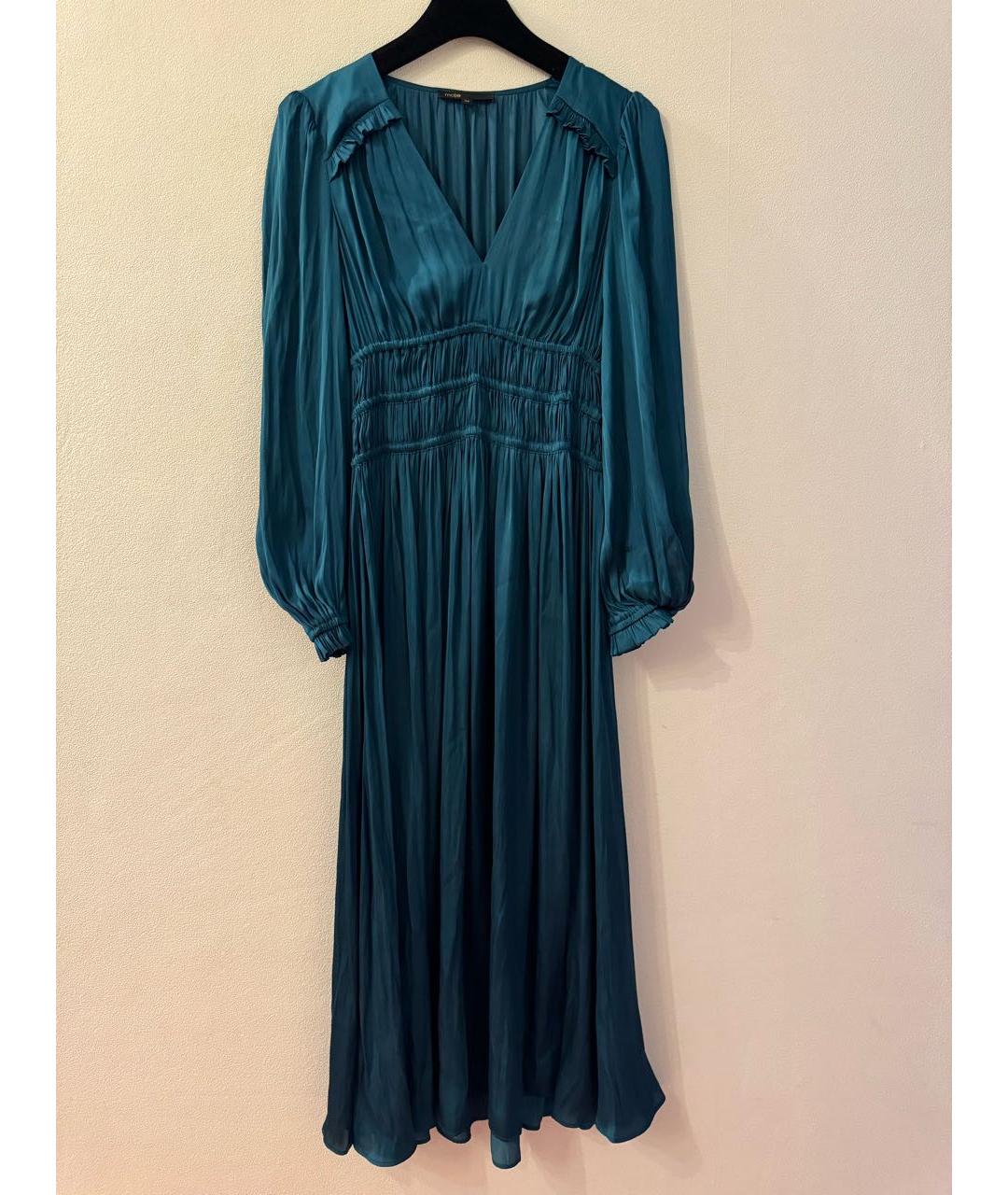 MAJE Темно-синее полиэстеровое коктейльное платье, фото 5