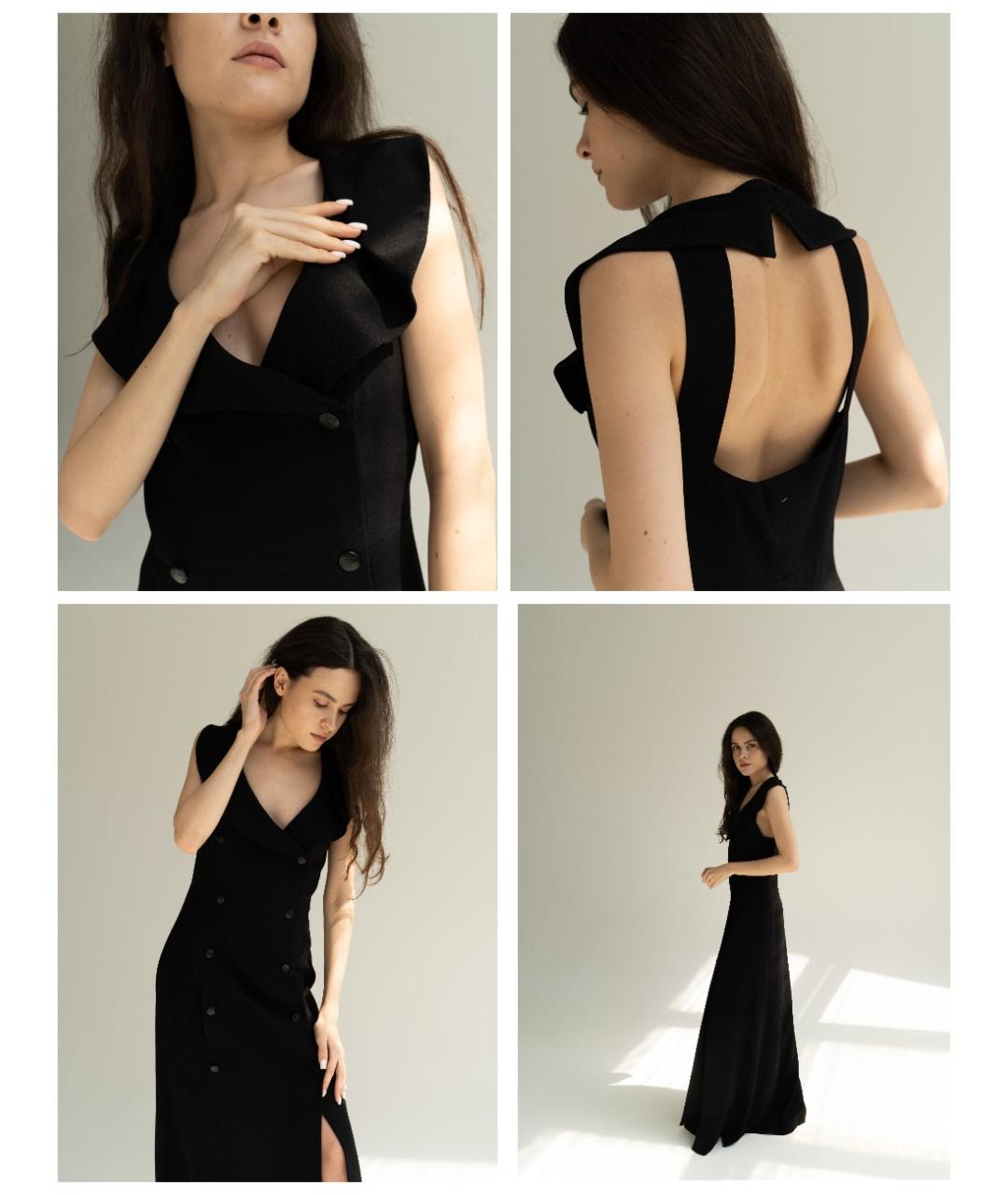 CHANEL PRE-OWNED Черное шерстяное вечернее платье, фото 3
