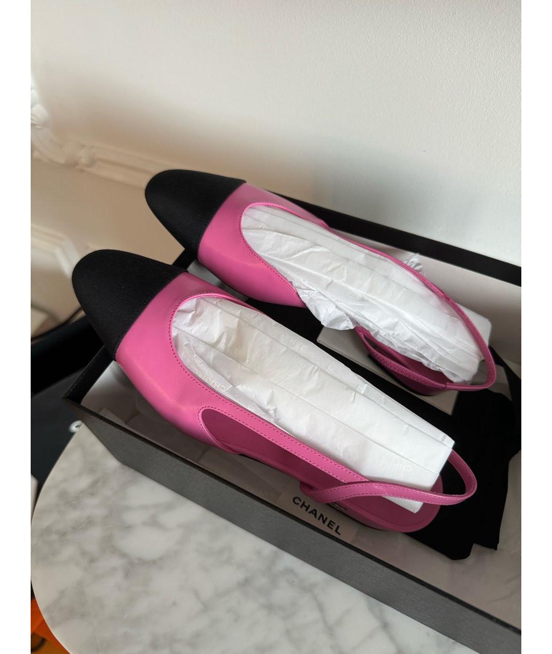 CHANEL PRE-OWNED Розовые кожаные туфли, фото 4