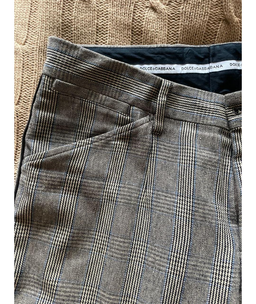 DOLCE&GABBANA Коричневые хлопковые классические брюки, фото 4