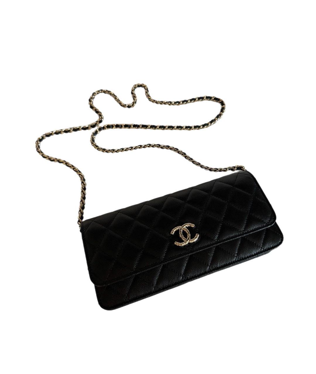 CHANEL PRE-OWNED Черная кожаная сумка через плечо, фото 1