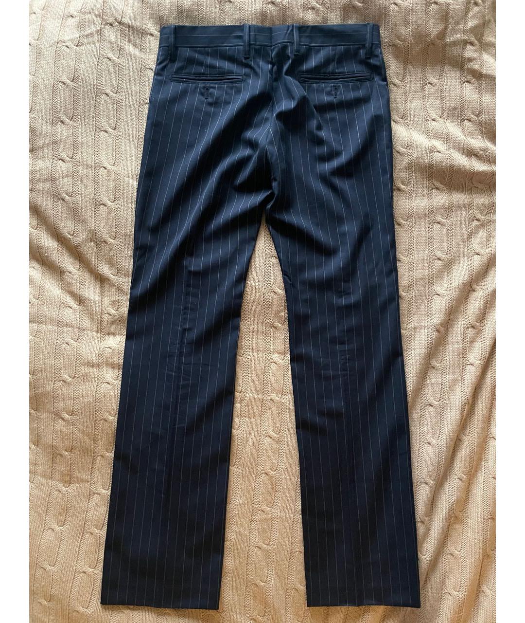 DOLCE&GABBANA Темно-синие шерстяные классические брюки, фото 2