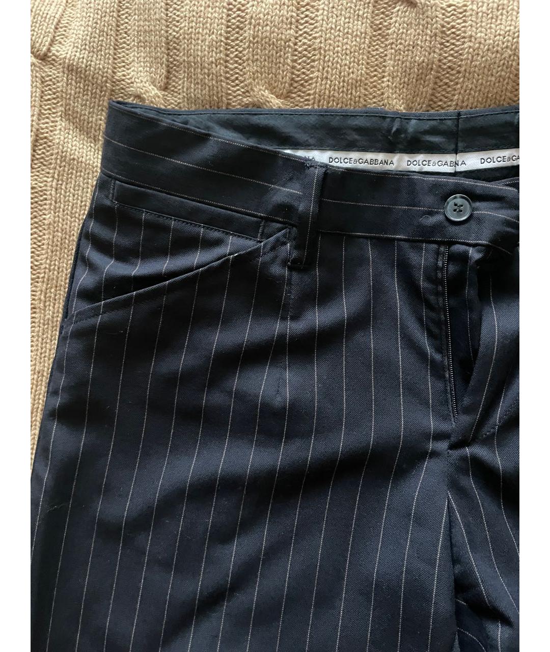 DOLCE&GABBANA Темно-синие шерстяные классические брюки, фото 4