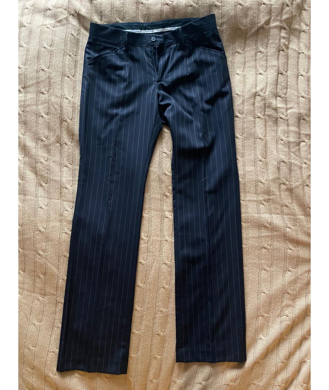 DOLCE&GABBANA Темно-синие шерстяные классические брюки, фото 5