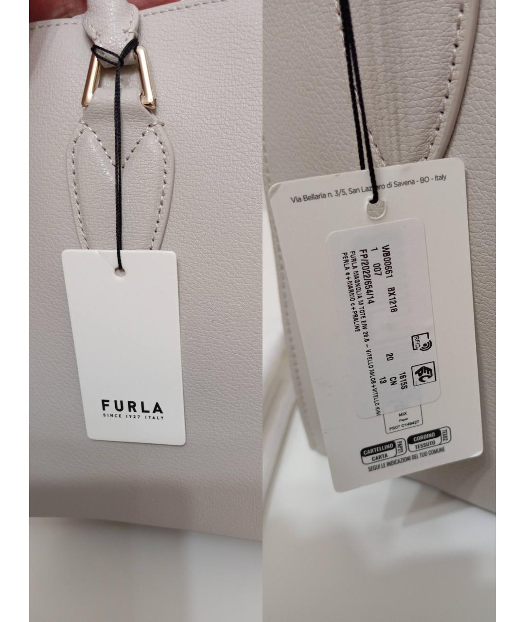 FURLA Серая кожаная сумка тоут, фото 6