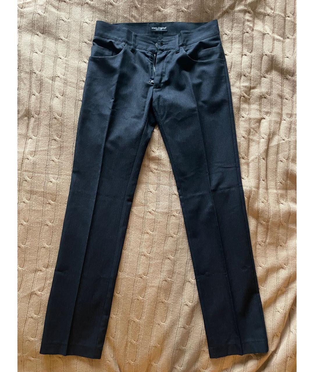 DOLCE&GABBANA Черные хлопковые классические брюки, фото 5