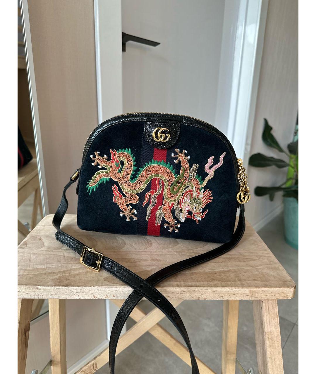 GUCCI Черная замшевая сумка через плечо, фото 6