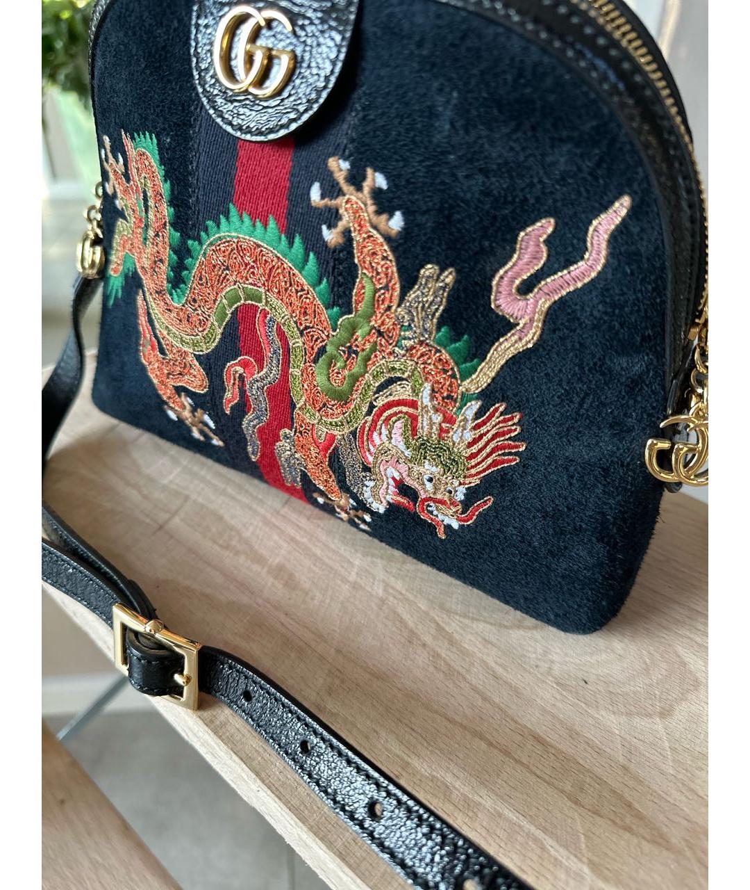 GUCCI Черная замшевая сумка через плечо, фото 5