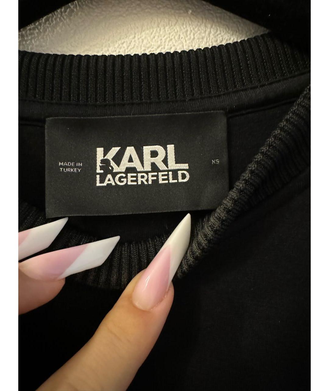 KARL LAGERFELD Черный хлопко-эластановый джемпер / свитер, фото 6