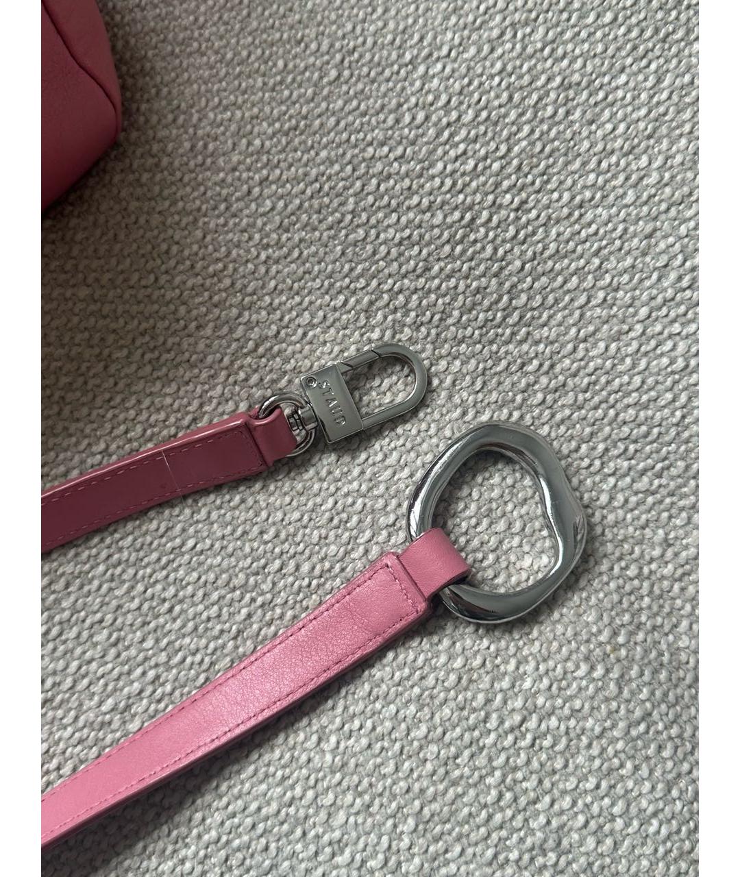 STAUD Розовая кожаная сумка с короткими ручками, фото 4