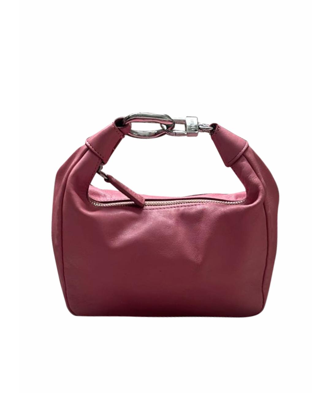 STAUD Розовая кожаная сумка с короткими ручками, фото 1