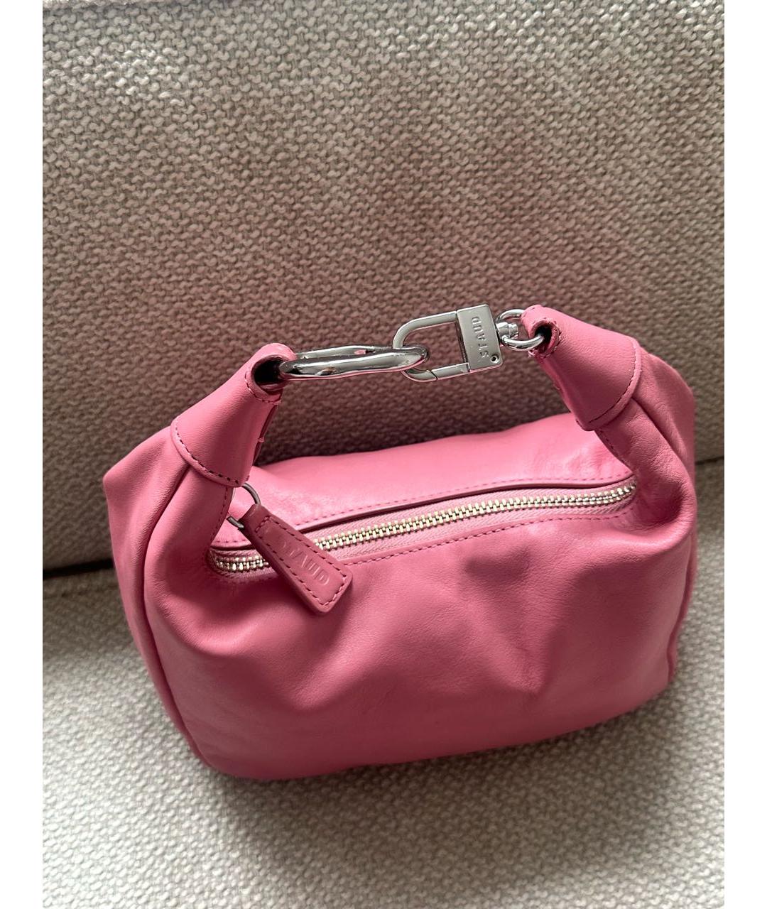 STAUD Розовая кожаная сумка с короткими ручками, фото 2