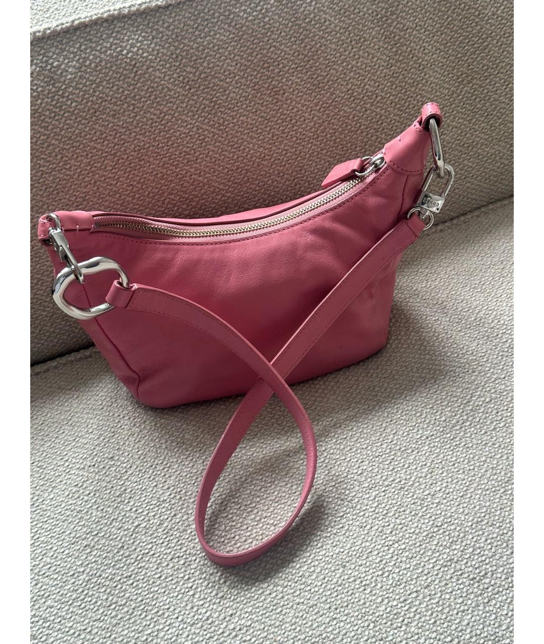 STAUD Розовая кожаная сумка с короткими ручками, фото 5