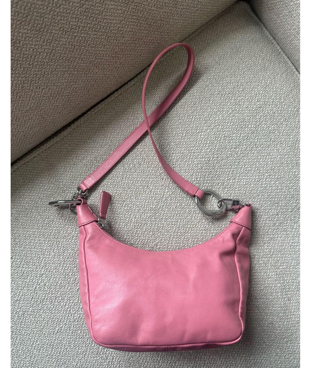 STAUD Розовая кожаная сумка с короткими ручками, фото 3