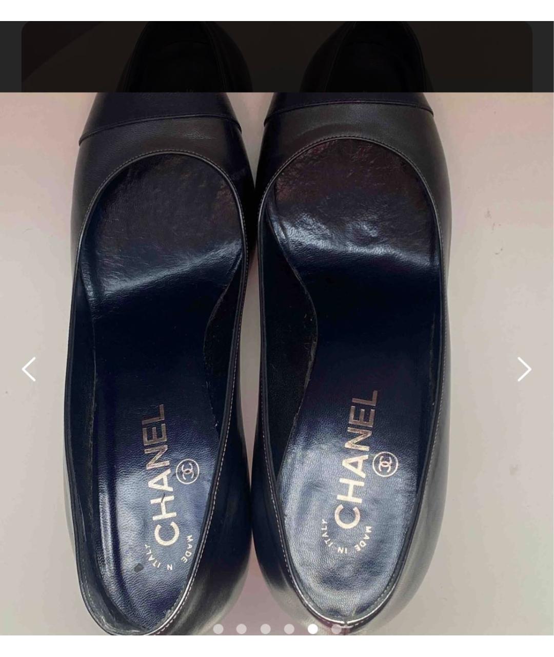 CHANEL PRE-OWNED Антрацитовые кожаные туфли, фото 3