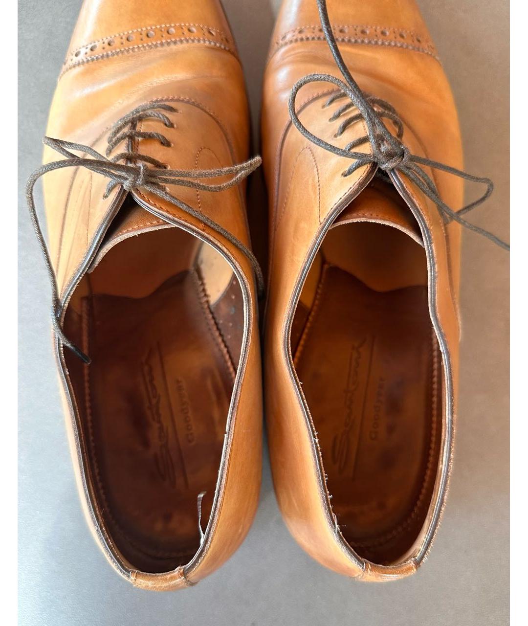 SANTONI Коричневые кожаные туфли, фото 3