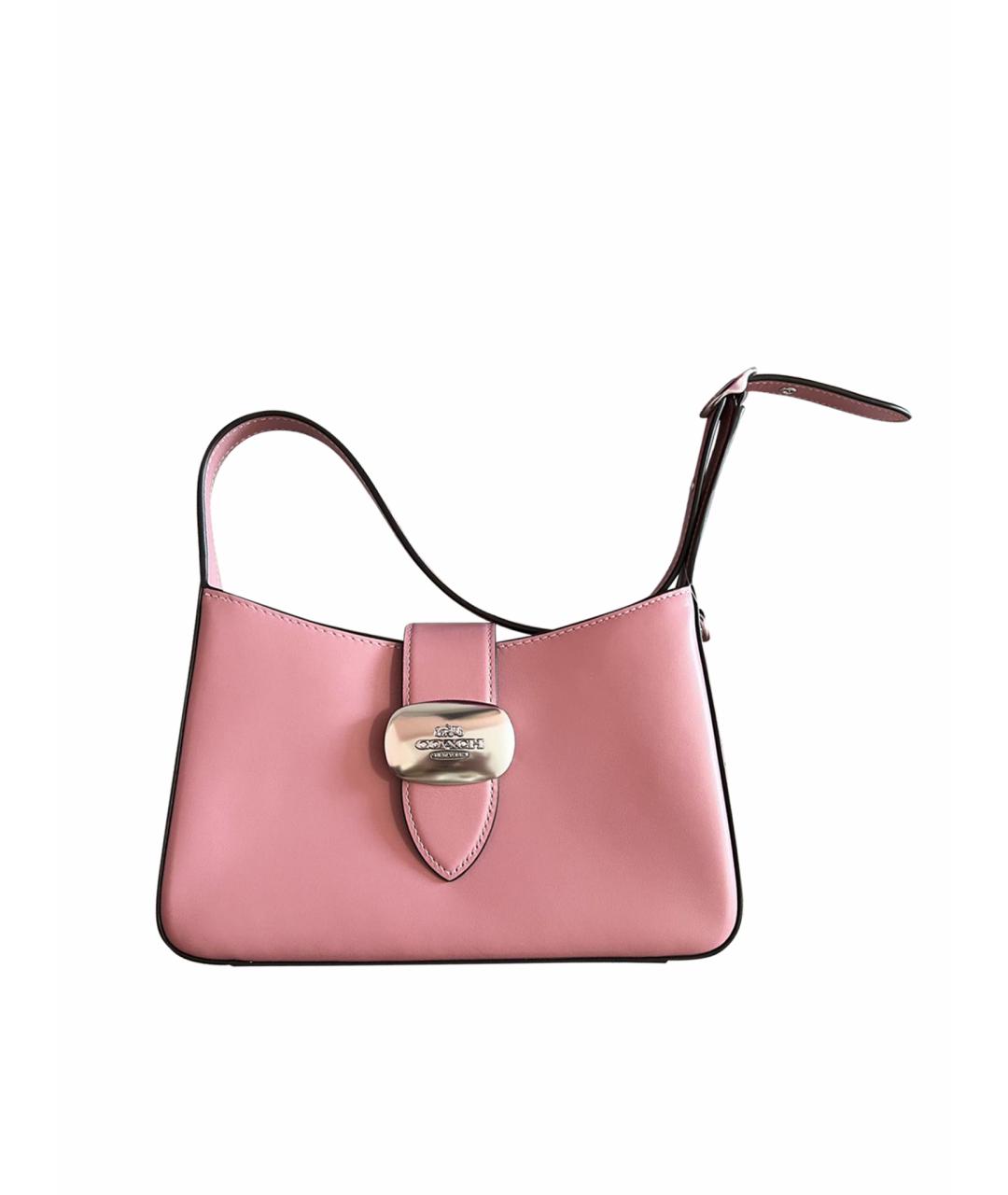 COACH Розовая кожаная сумка с короткими ручками, фото 1