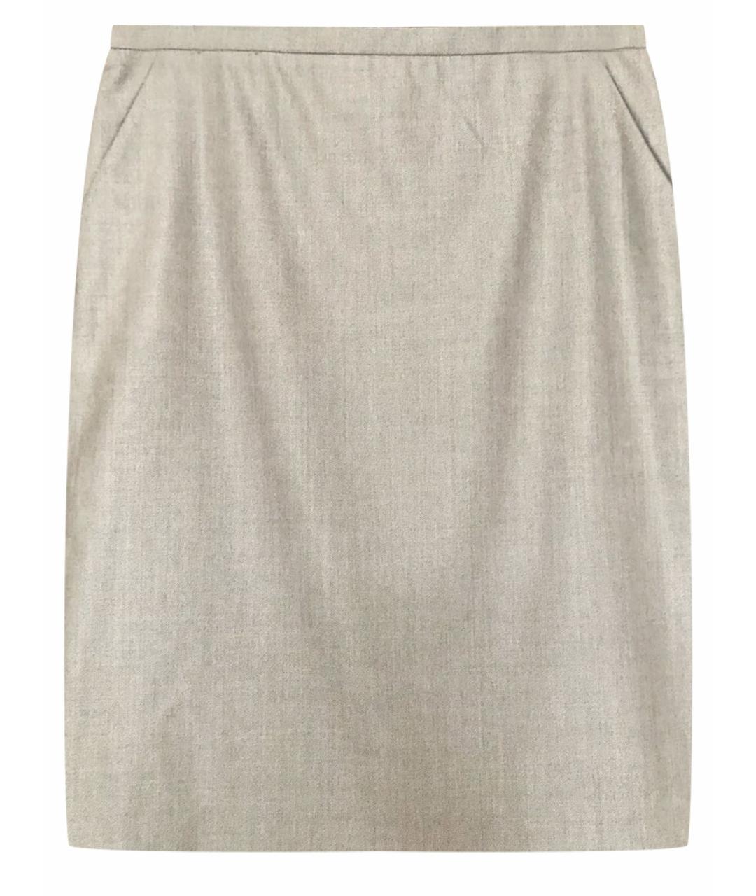 MAX MARA Серая шерстяная юбка мини, фото 1