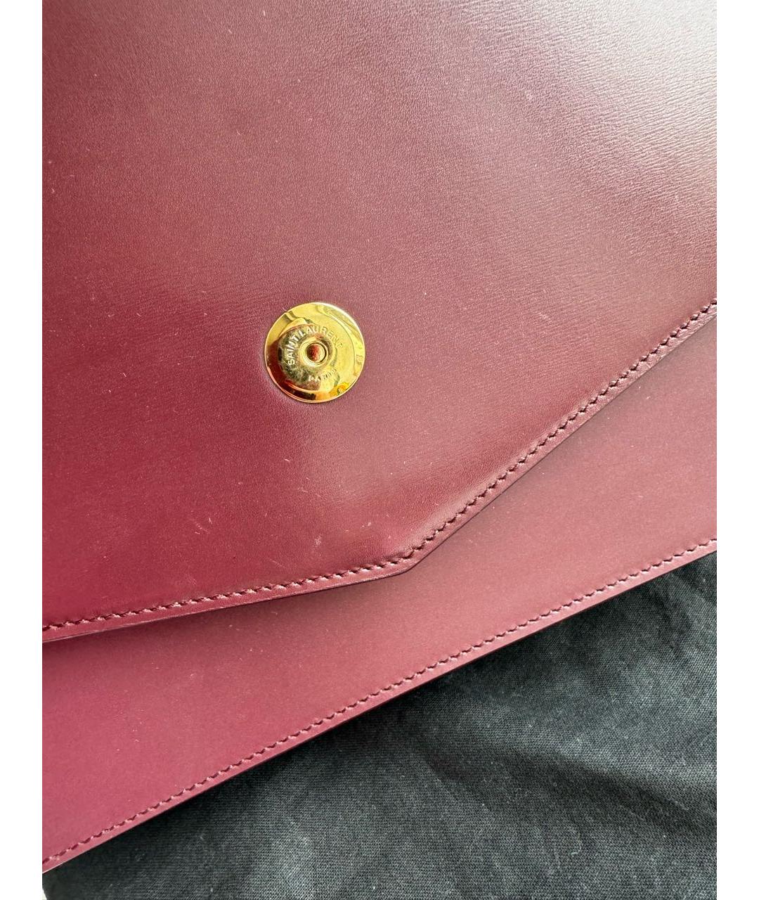 SAINT LAURENT Бордовая кожаная сумка с короткими ручками, фото 5