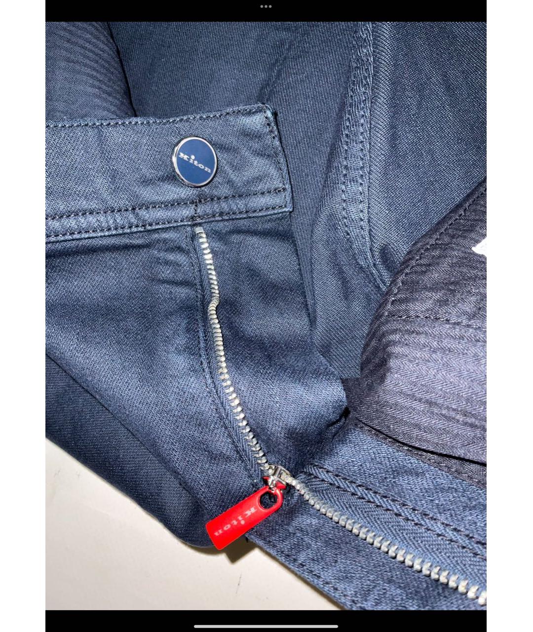 KITON Синие хлопко-эластановые прямые джинсы, фото 6