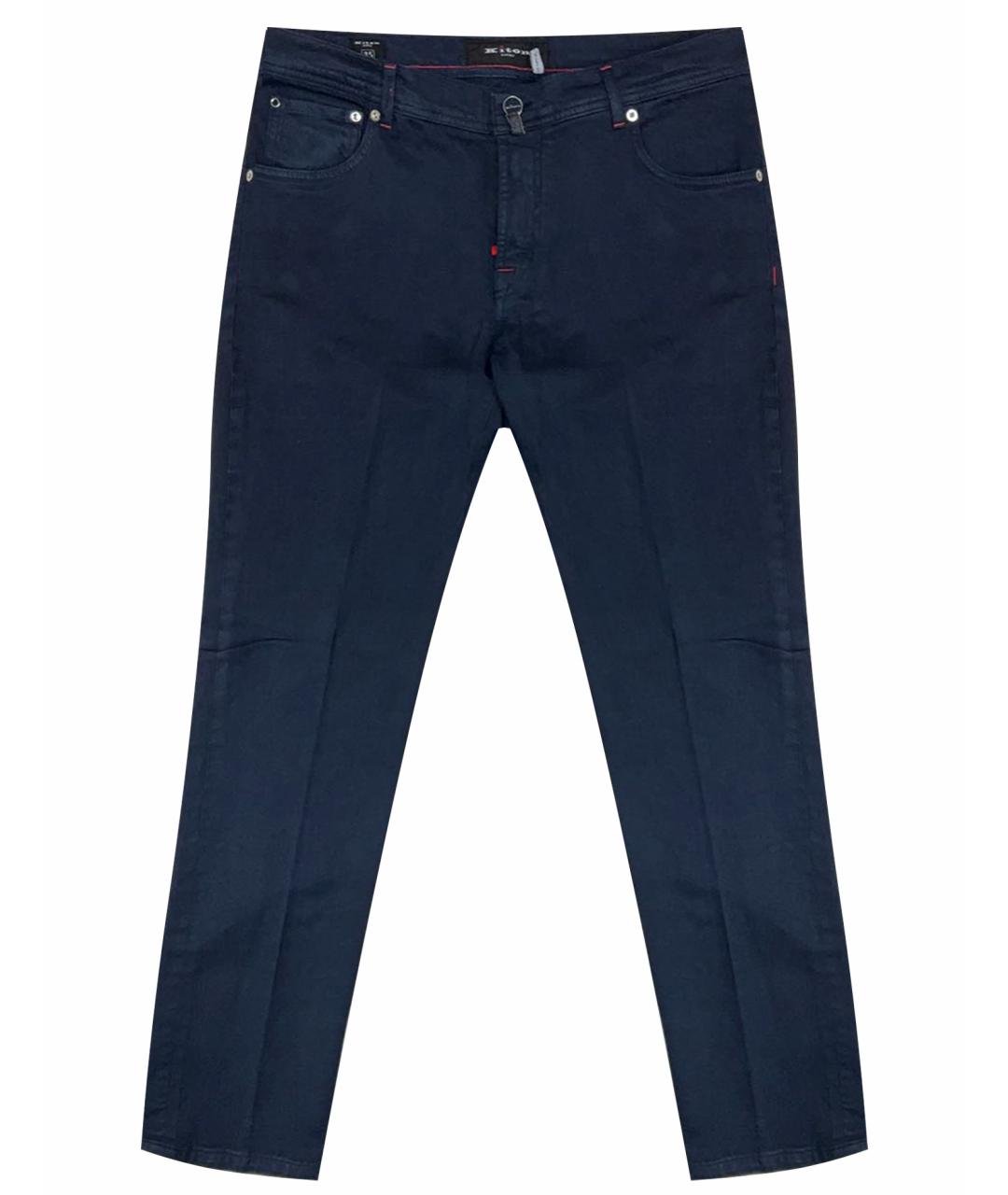 KITON Синие хлопко-эластановые прямые джинсы, фото 1