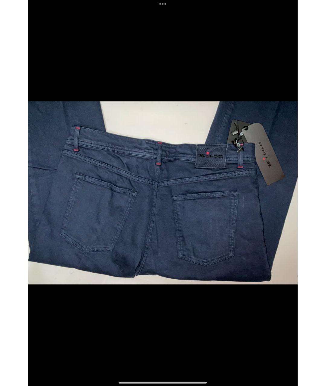 KITON Синие хлопко-эластановые прямые джинсы, фото 3