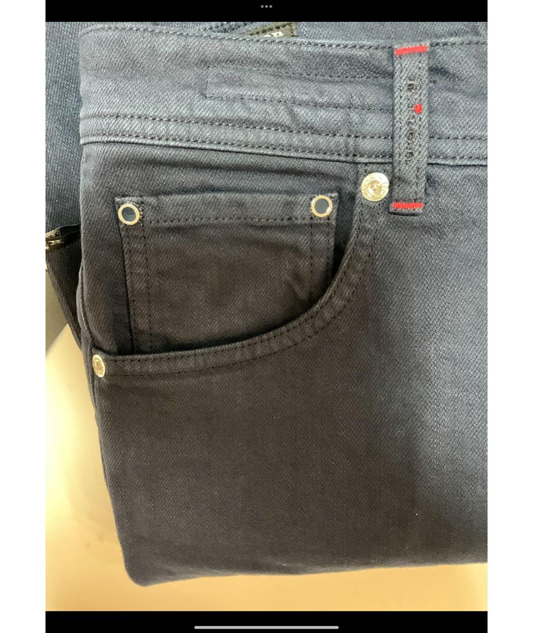 KITON Синие хлопко-эластановые прямые джинсы, фото 8