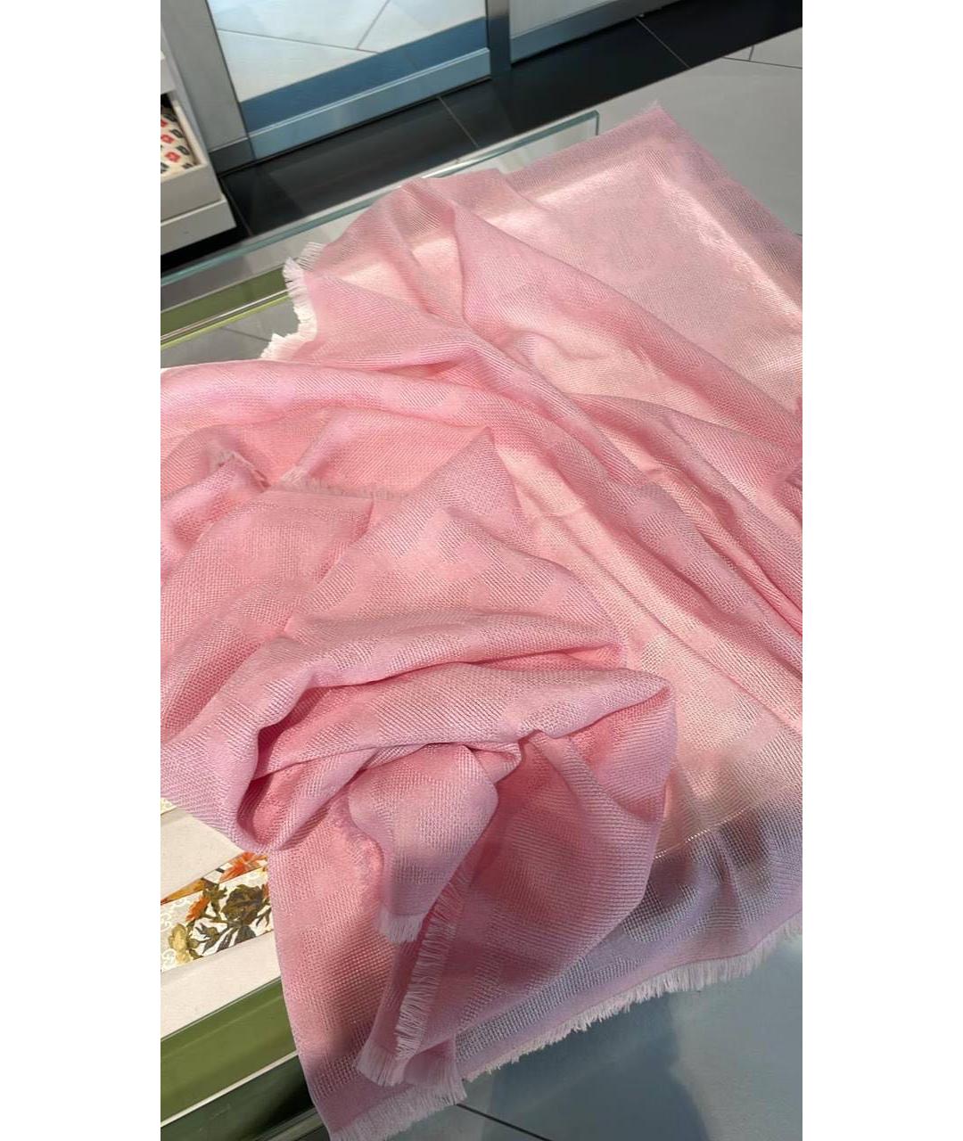 GUCCI Розовый шерстяной шарф, фото 6
