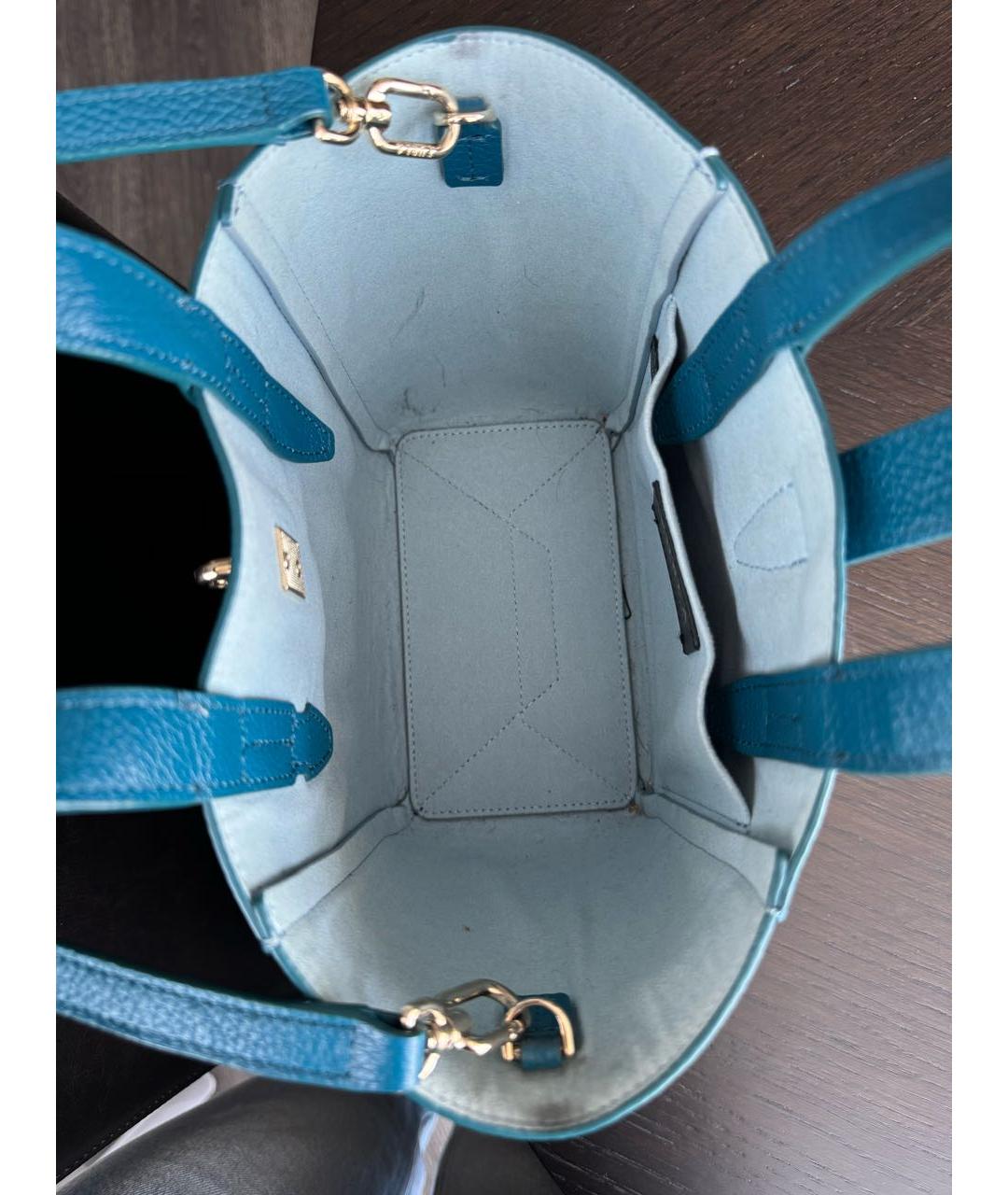 FURLA Голубая кожаная сумка тоут, фото 4