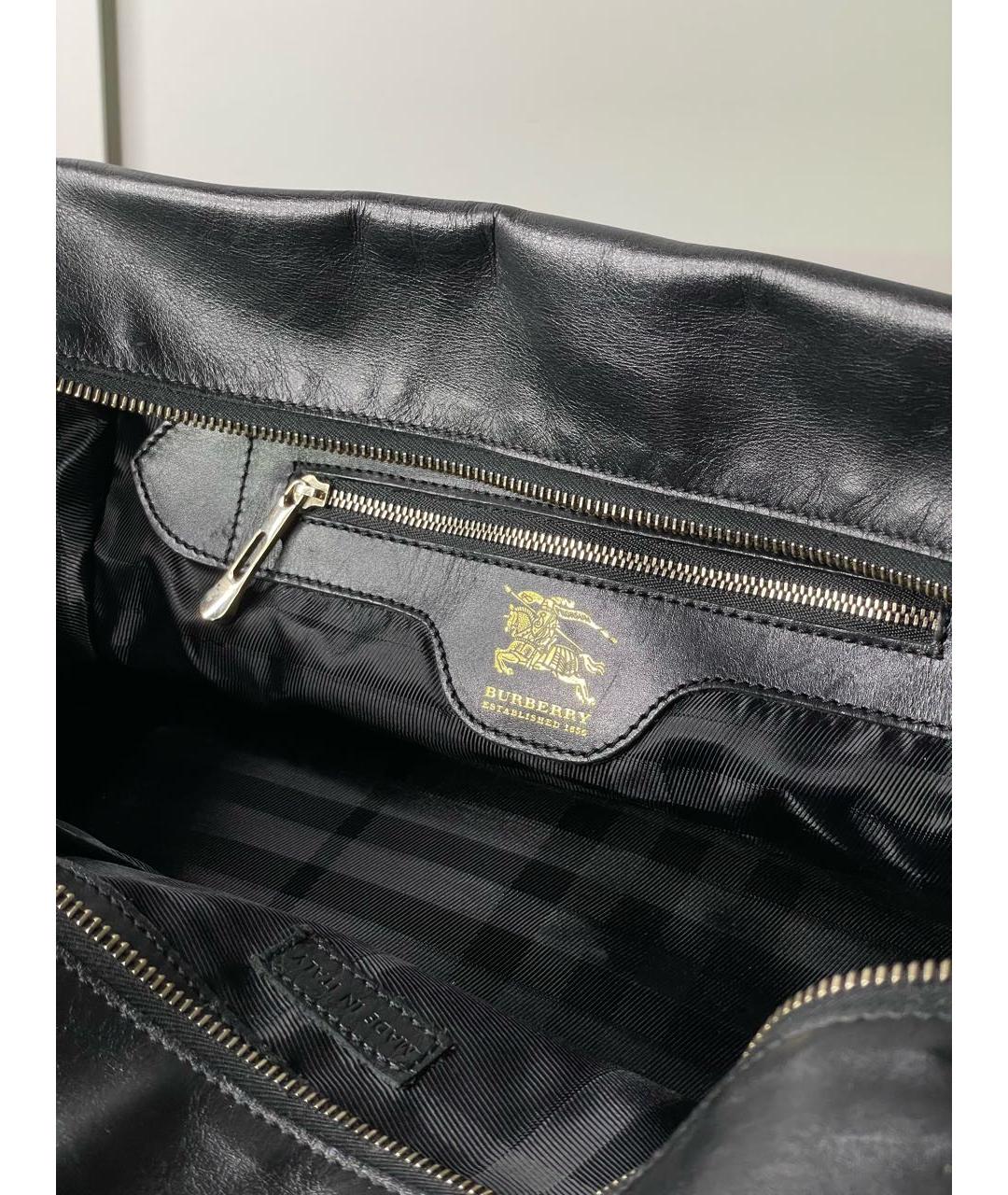 BURBERRY Черная кожаная сумка с короткими ручками, фото 3