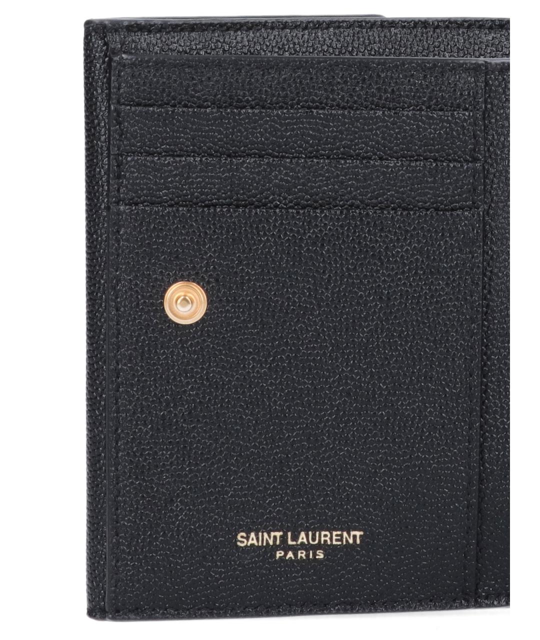 SAINT LAURENT Черный кожаный кошелек, фото 4