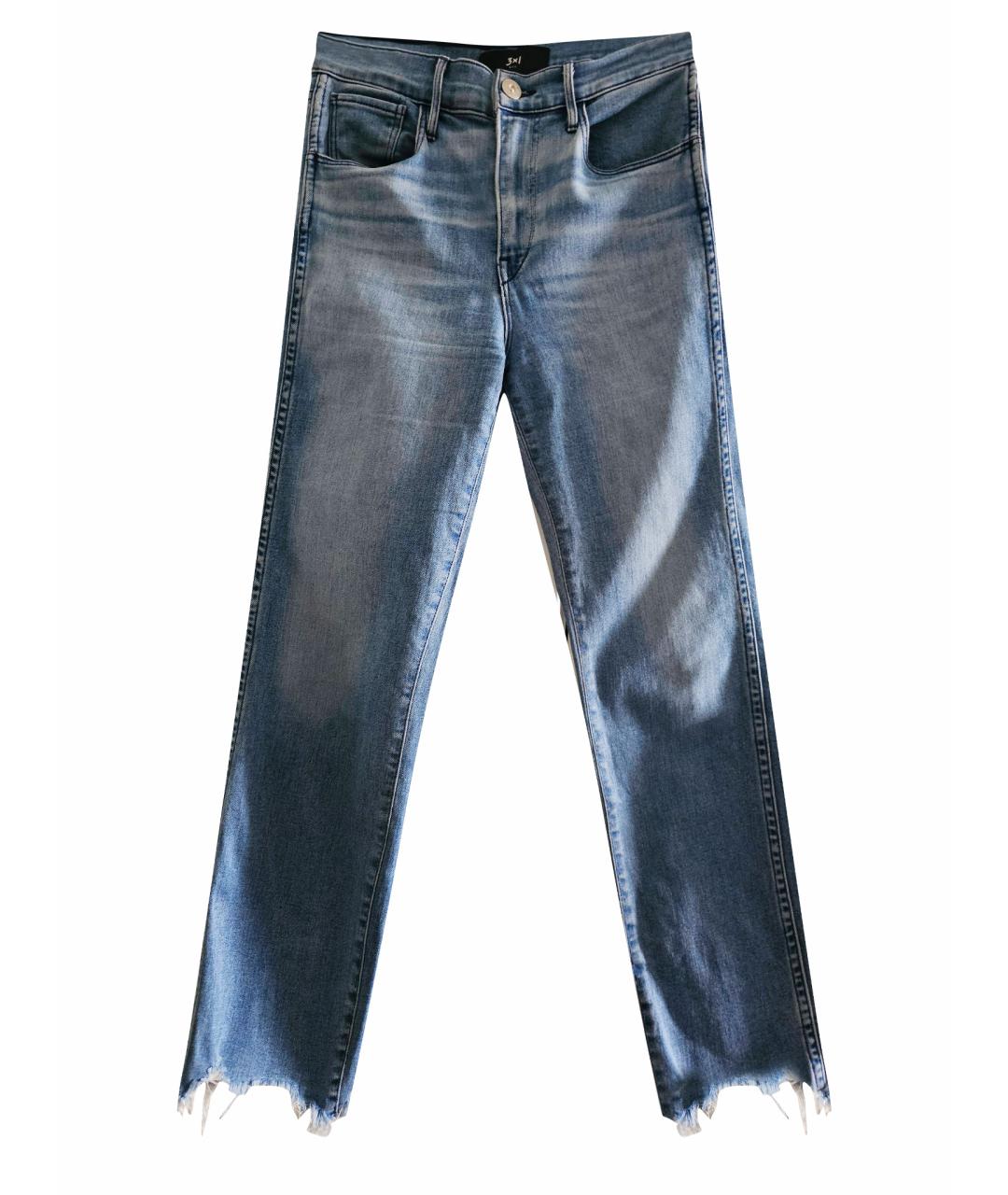 3X1 Голубые хлопко-эластановые прямые джинсы, фото 1
