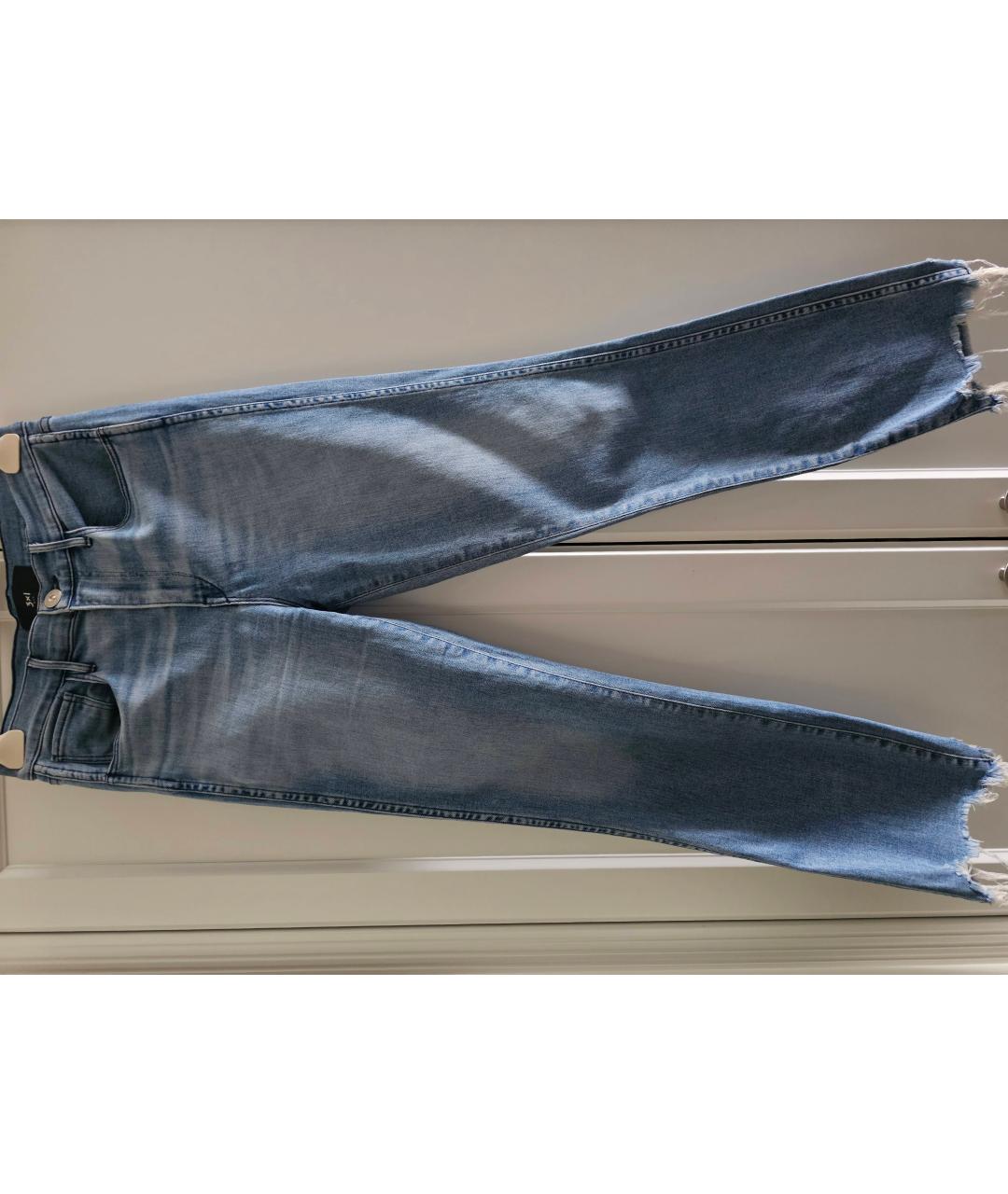 3X1 Голубые хлопко-эластановые прямые джинсы, фото 6