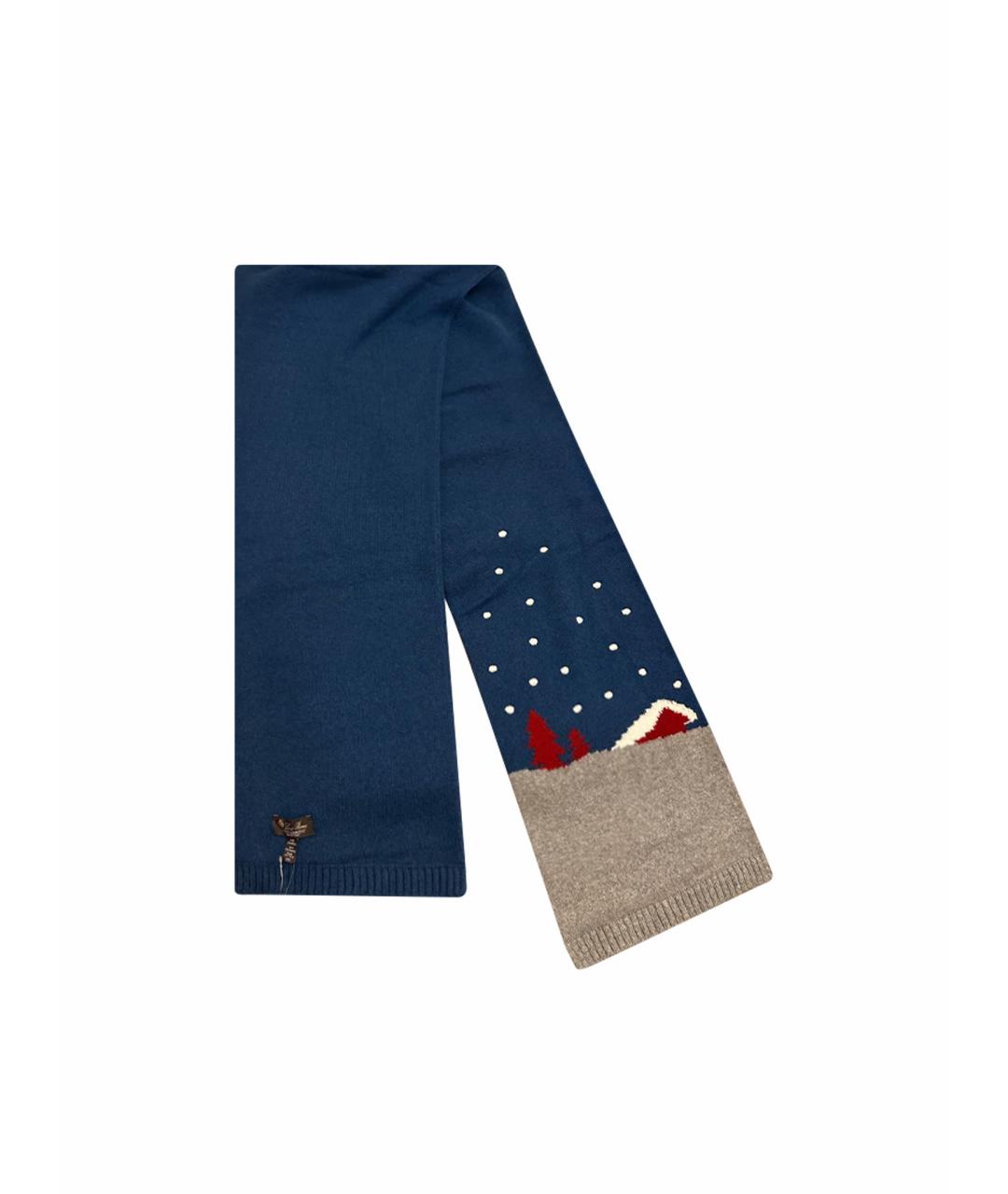 LORO PIANA Темно-синий кашемировый шарф, фото 1