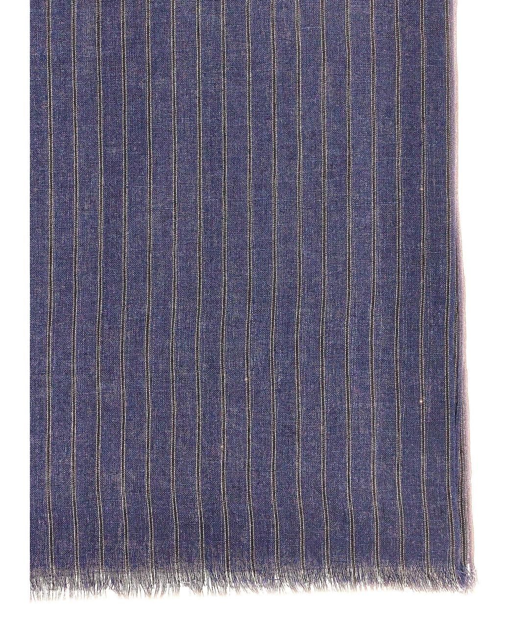 BRUNELLO CUCINELLI Темно-синий льняной шарф, фото 2