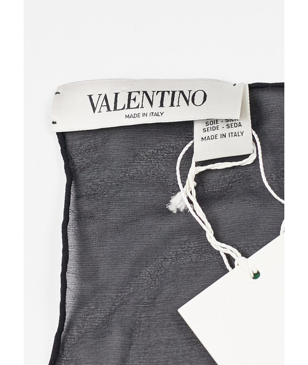 VALENTINO Черный шелковый шарф, фото 3