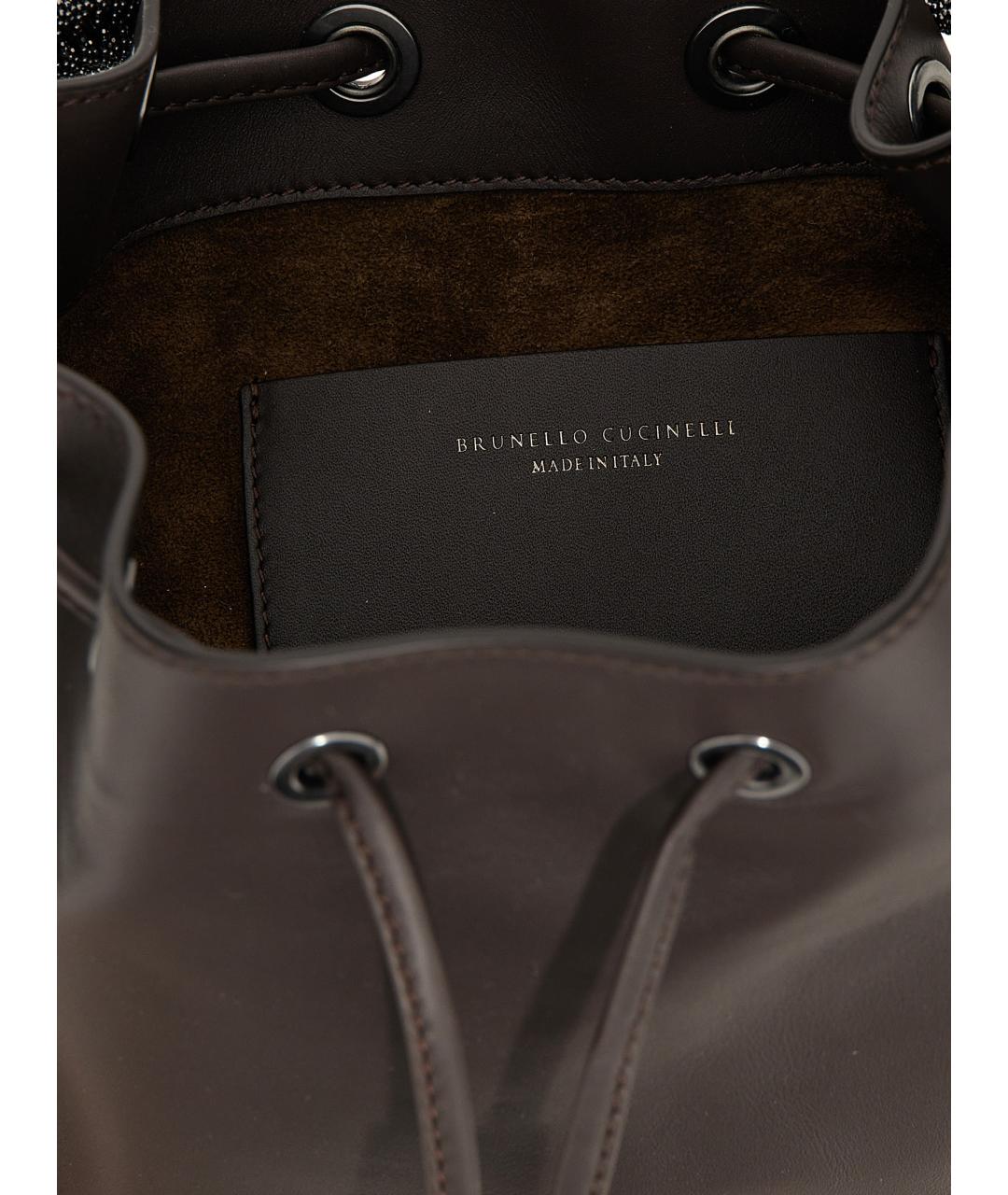 BRUNELLO CUCINELLI Коричневая кожаная сумка через плечо, фото 4