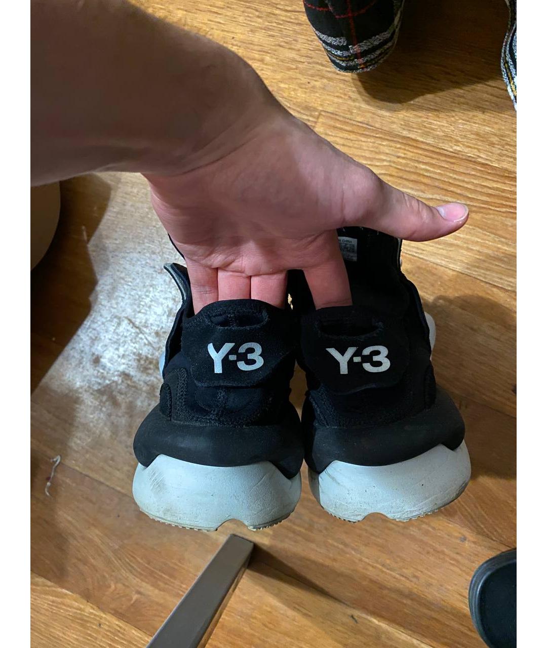 Y-3 Черные кожаные высокие кроссовки / кеды, фото 4